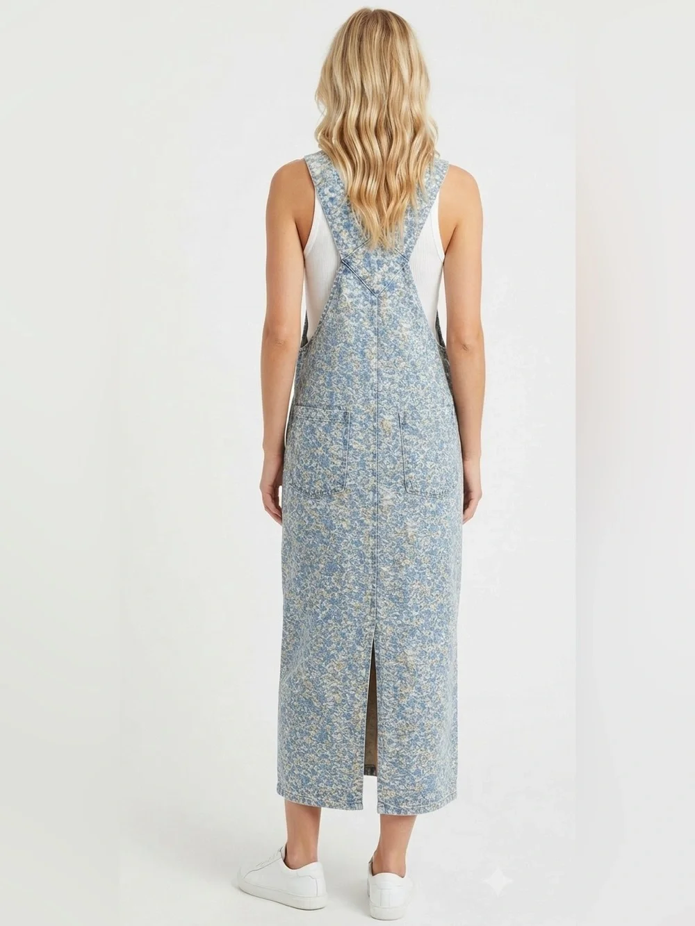 Free People Hanson Apron Midi Dress Color: Chambray Combo